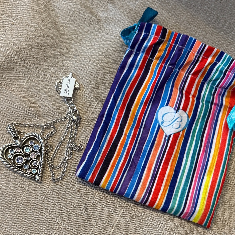 Brighton Silver Heart Necklace with Multicolor Accents
